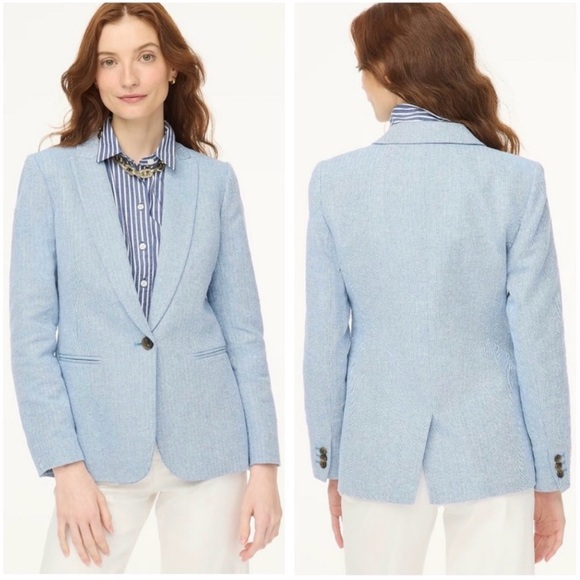 J. Crew Jackets & Blazers - New J. Crew Herringbone one button blue blazer sz 6